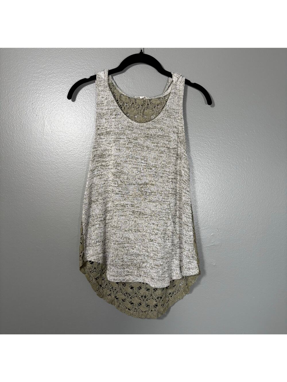 Charmed Hearts Women's Gray/Olive Green Y2K Grunge Hooded Tank Top - Size Large
